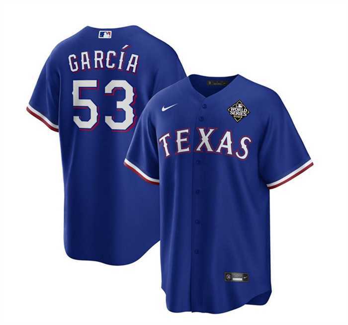 Men%27s Texas Rangers #53 Adolis Garcia Royal 2023 World Series Stitched Baseball Jersey Dzhi->texas rangers->MLB Jersey